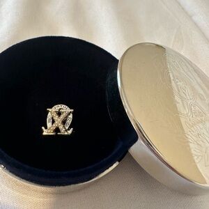 Chi Omega Badge Pin, silver with pearls